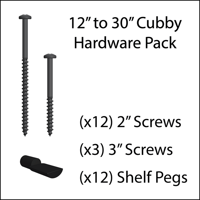 Cubby Hardware Pack, including Screws and Shelf Pegs.