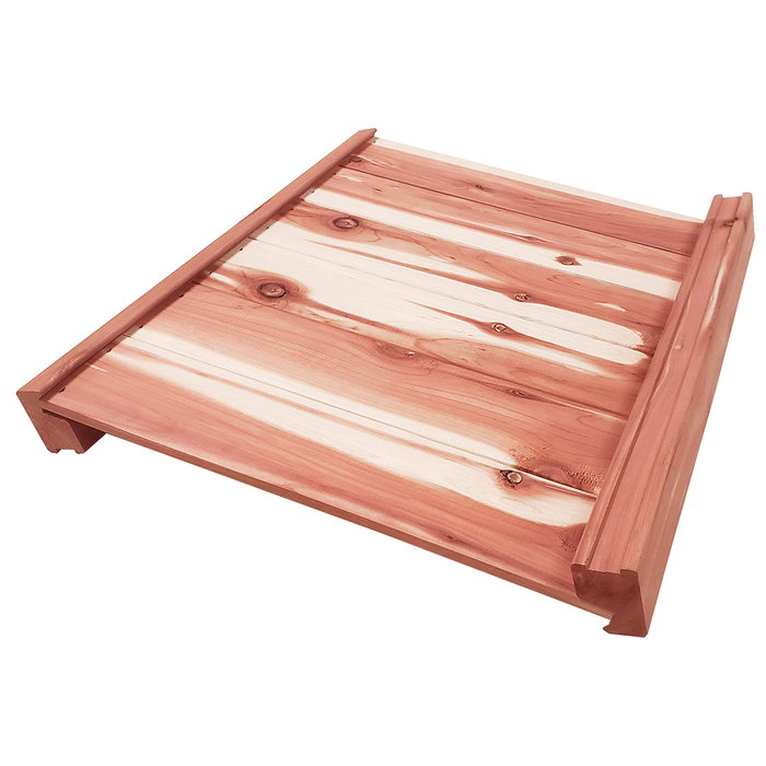 A solid cedar shoe shelf