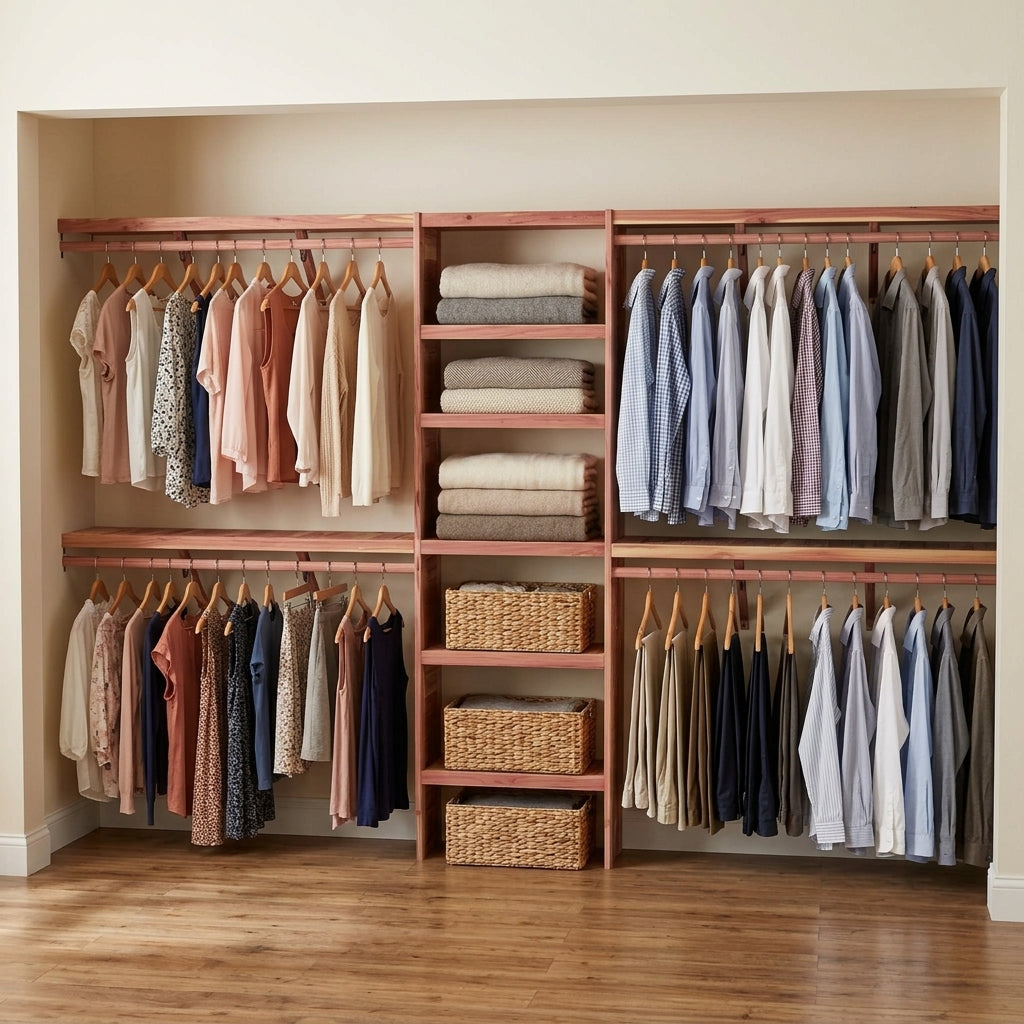 Deluxe Narrow Cedar Closet Wall Kit, Fits 5-10 Ft Wide Closets, 12.5 Inch Depth