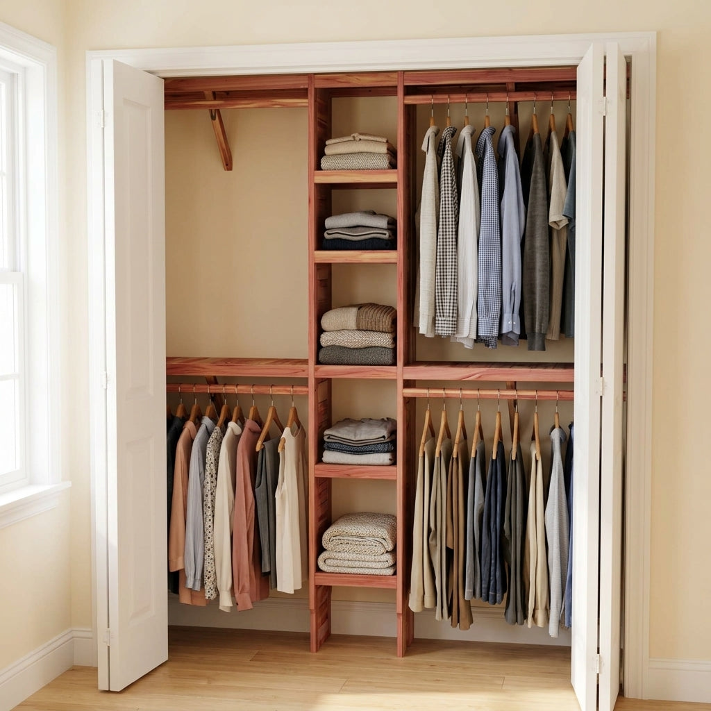 Deluxe Narrow Cedar Closet Wall Kit, Fits 5-10 Ft Wide Closets, 12.5 Inch Depth