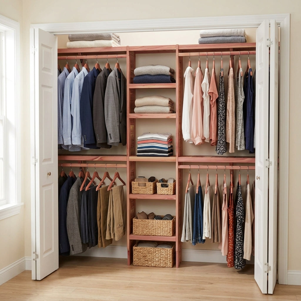 Deluxe Narrow Cedar Closet Wall Kit, Fits 5-10 Ft Wide Closets, 12.5 Inch Depth