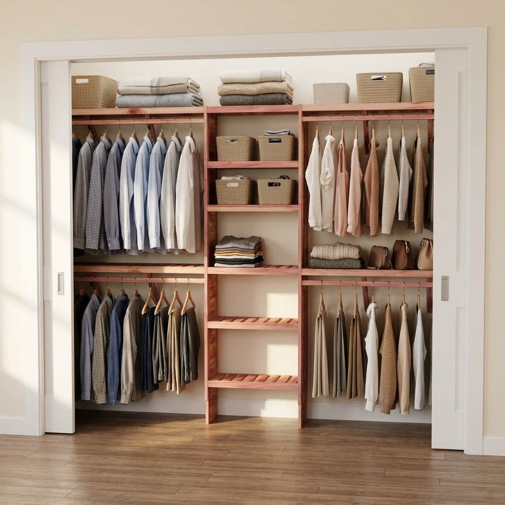 Deluxe Narrow Cedar Closet Wall Kit, Fits 5-10 Ft Wide Closets, 12.5 Inch Depth