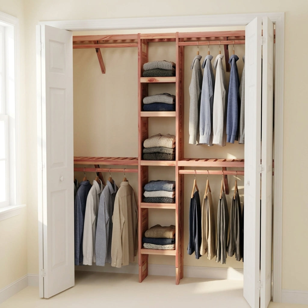 Deluxe Narrow Cedar Closet Wall Kit, Fits 5-10 Ft Wide Closets, 12.5 Inch Depth