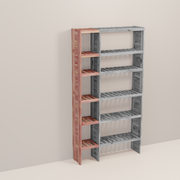 A wooden closet organizer add-on kit with multiple shelves, made from aromatic red cedar, with a natural finish.