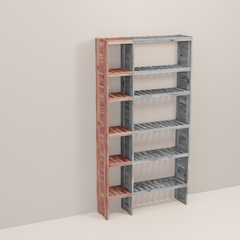 A wooden closet organizer add-on kit with multiple shelves, made from aromatic red cedar, with a natural finish.