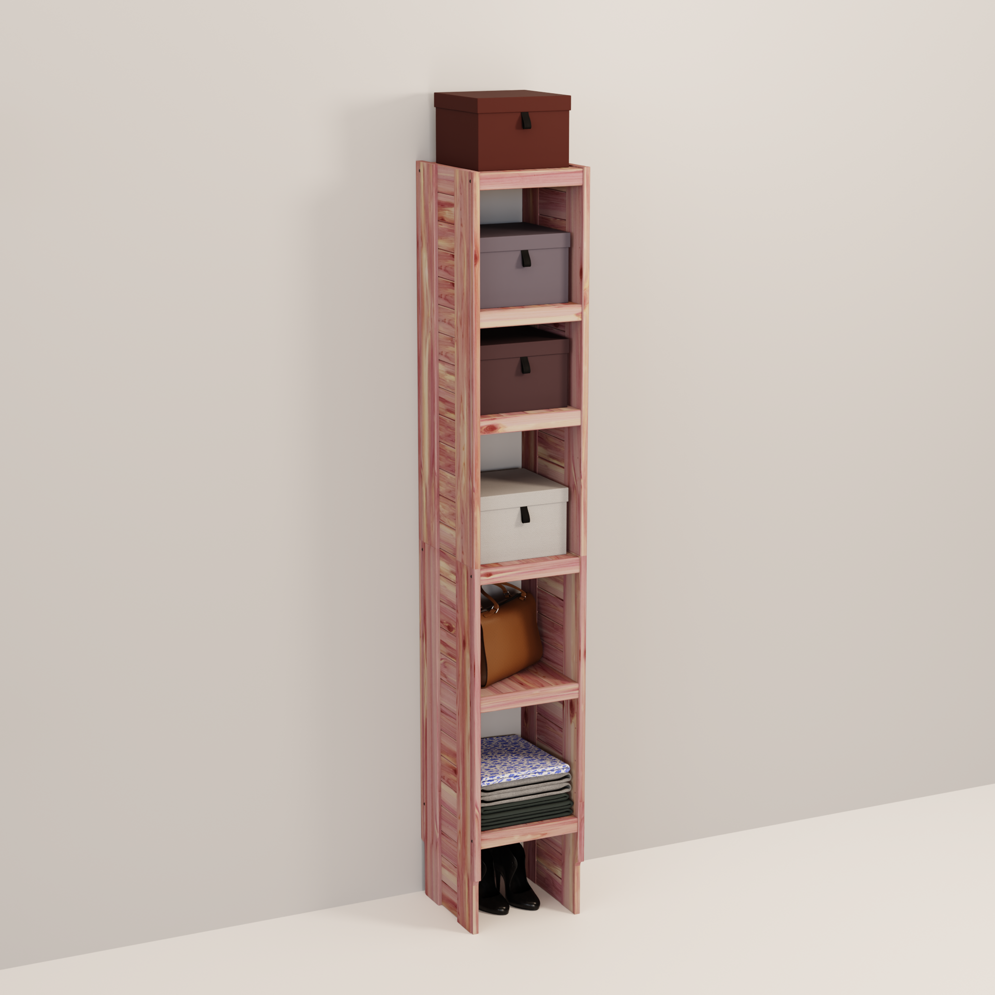Deluxe Aromatic Red Cedar Closet Cubby Tower, 12-30 Inch, 14.5 Inch Depth