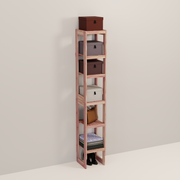 A tall wooden cedar cubby kit with multiple shelves, designed for closet organization.