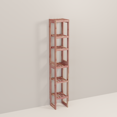 A tall wooden cedar cubby kit with multiple shelves, designed for closet organization.