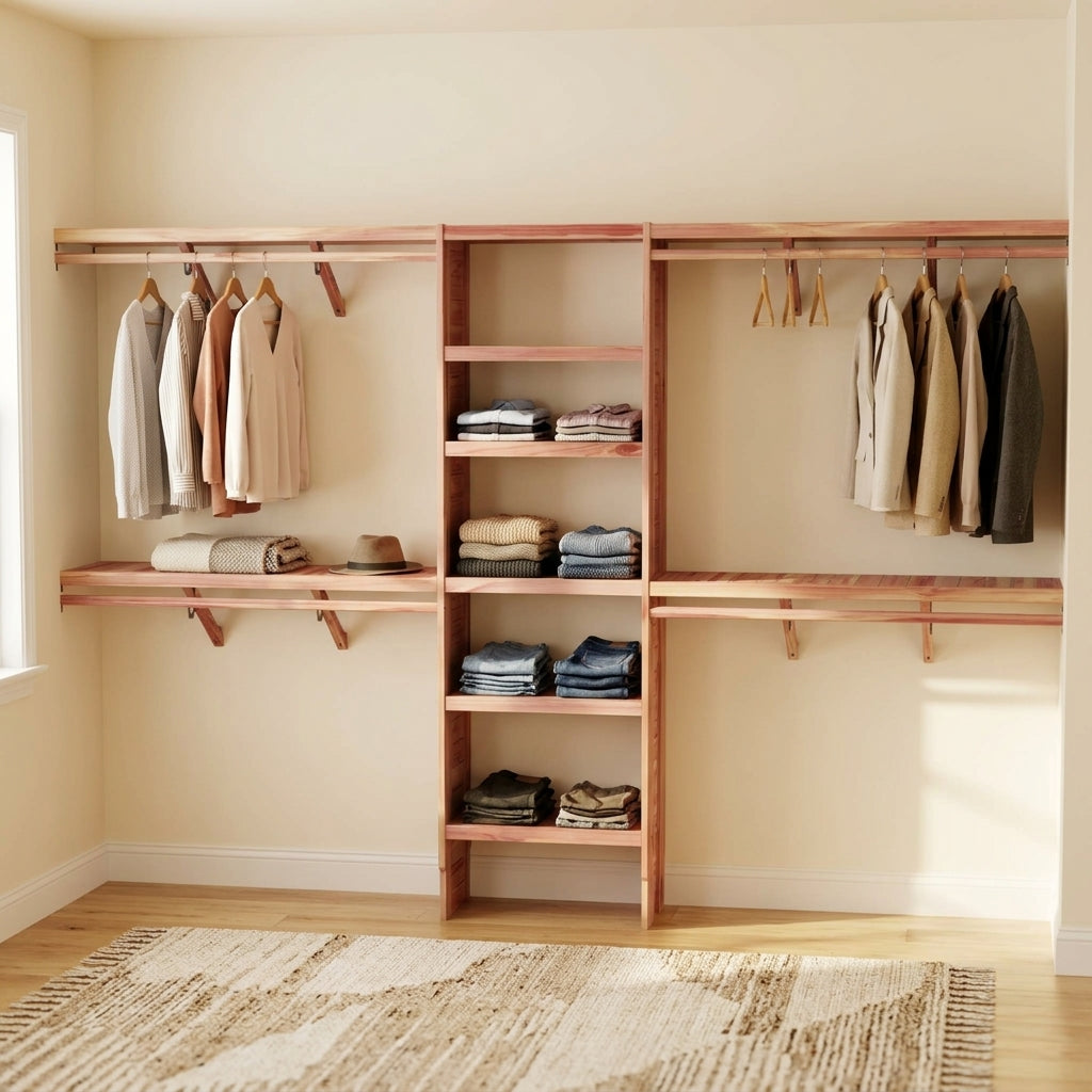 Deluxe Cedar Closet Wall Kit, Fits 5-10 Ft Wide Closets, 14.5 Inch Depth