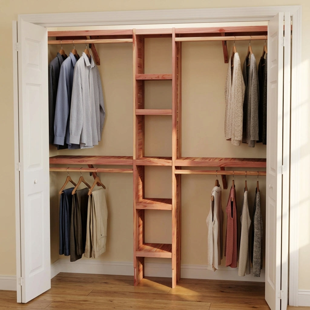Deluxe Cedar Closet Wall Kit, Fits 5-10 Ft Wide Closets, 14.5 Inch Depth