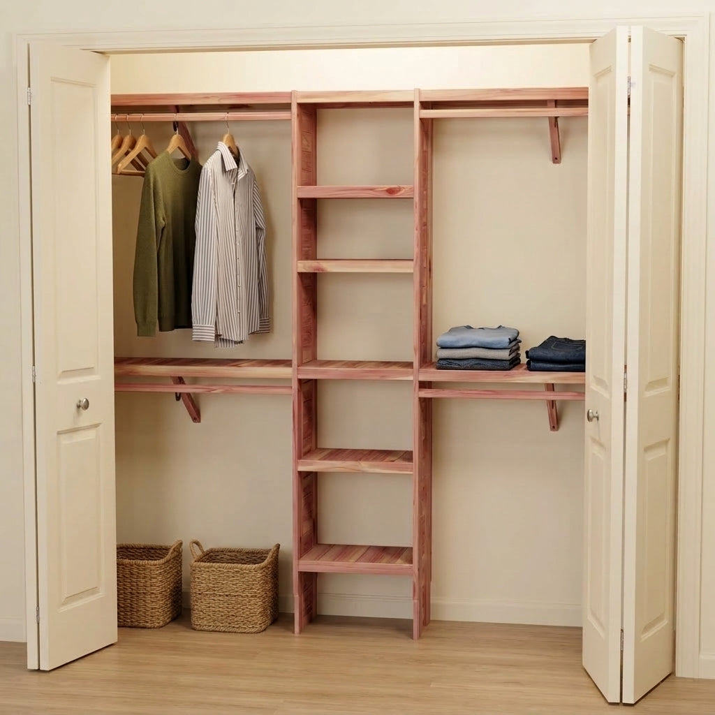 Deluxe Cedar Closet Wall Kit, Fits 5-10 Ft Wide Closets, 14.5 Inch Depth