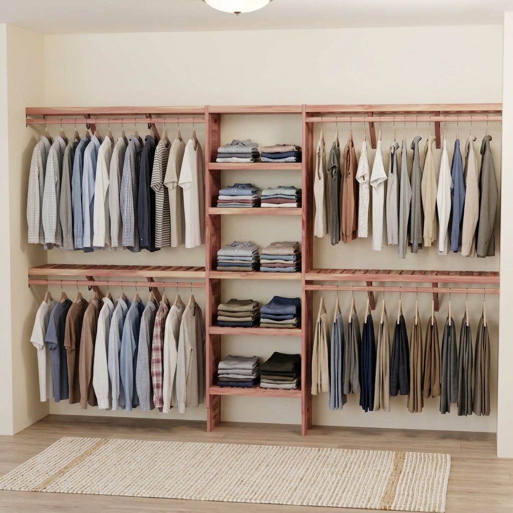 Deluxe Cedar Closet Wall Kit, Fits 5-10 Ft Wide Closets, 14.5 Inch Depth