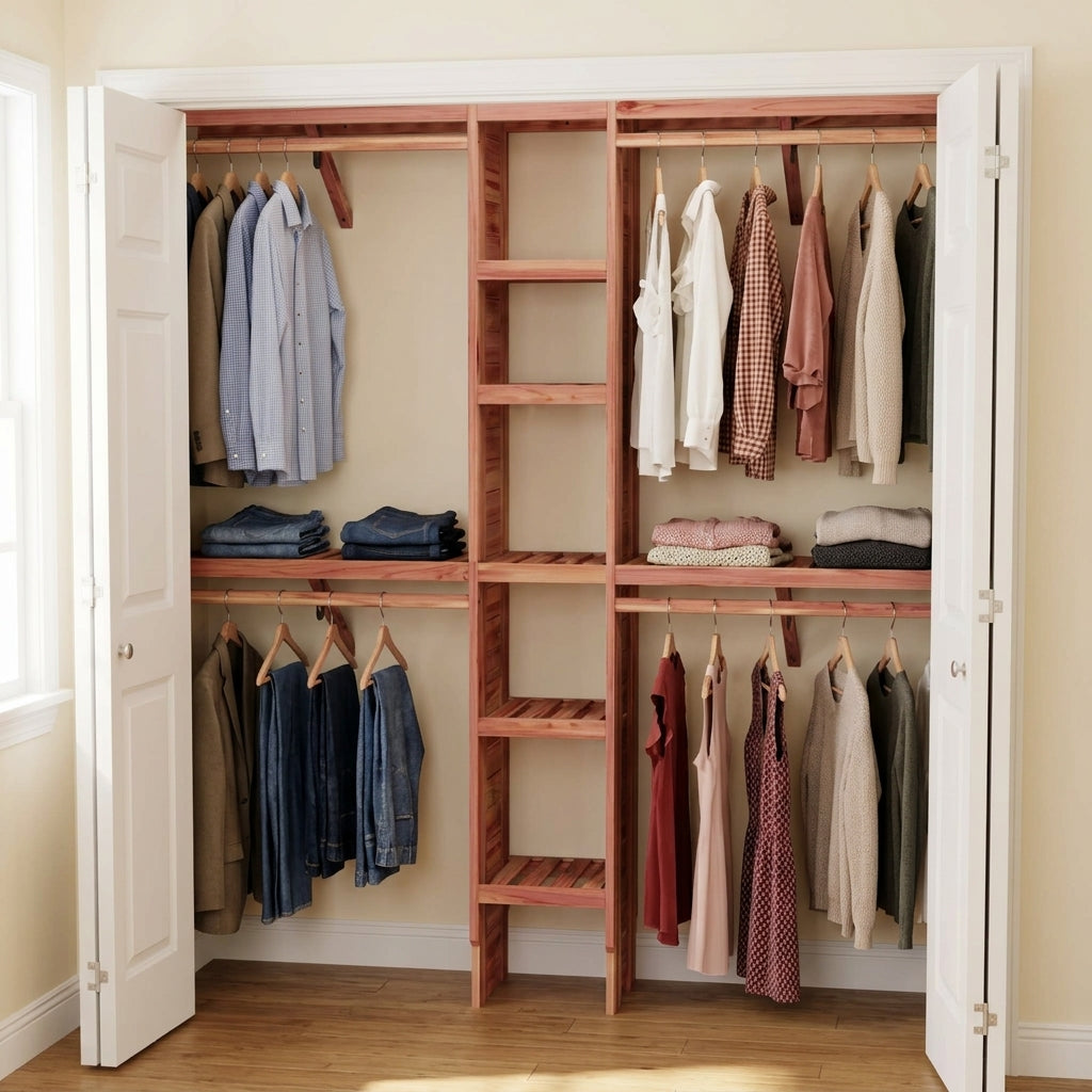 Deluxe Cedar Closet Wall Kit, Fits 5-10 Ft Wide Closets, 14.5 Inch Depth