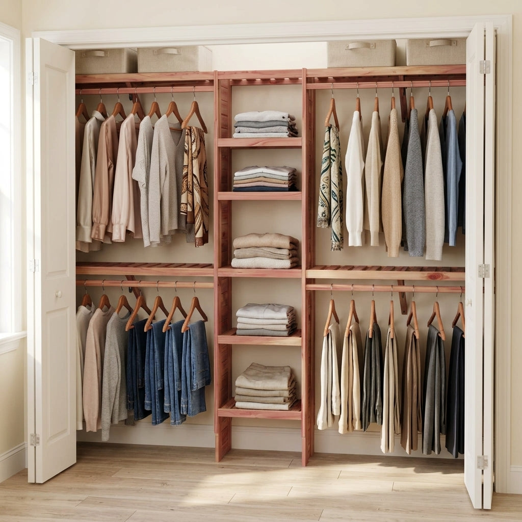 Deluxe Cedar Closet Wall Kit, Fits 5-10 Ft Wide Closets, 14.5 Inch Depth