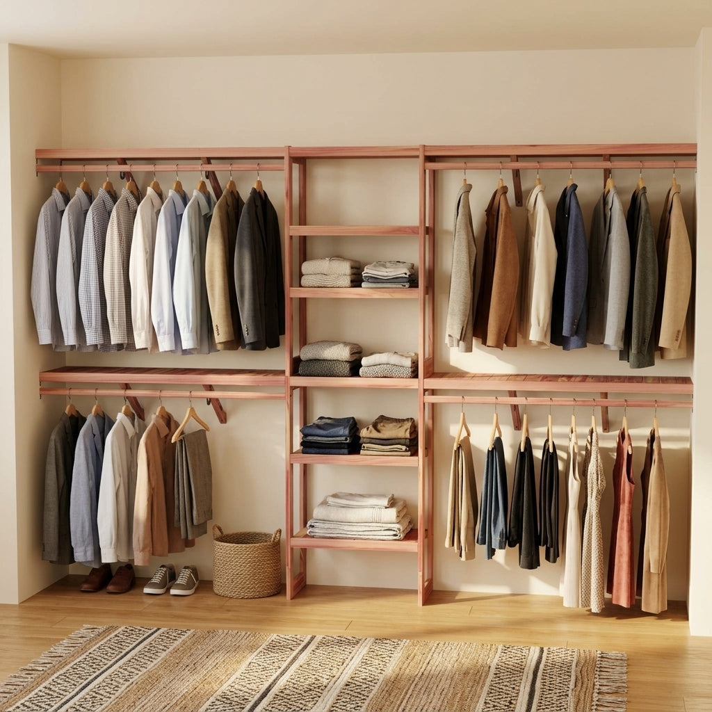 Open Cedar Closet Wall Kit, Fits 5-10 Ft Wide Closets, 14.5 Inch Depth