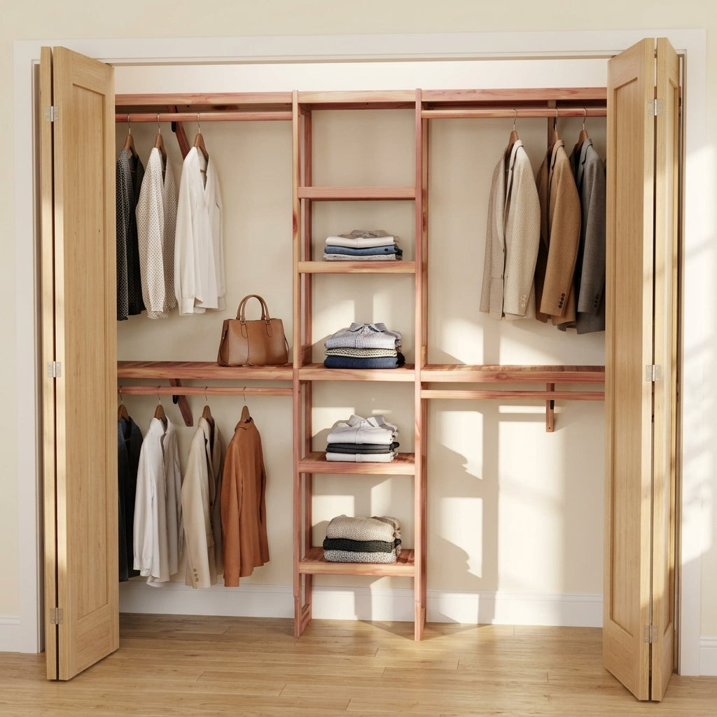 Open Cedar Closet Wall Kit, Fits 5-10 Ft Wide Closets, 14.5 Inch Depth