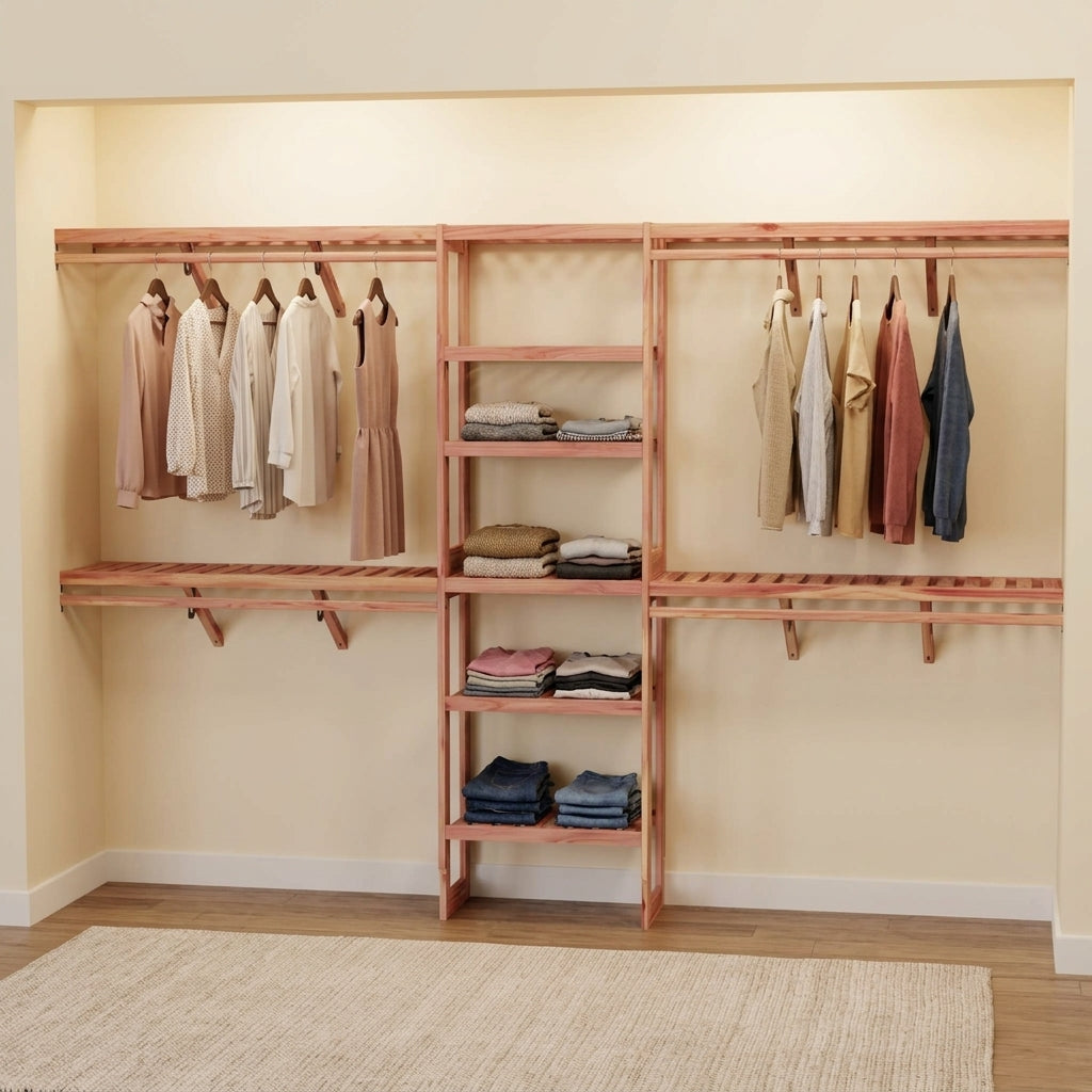 Open Cedar Closet Wall Kit, Fits 5-10 Ft Wide Closets, 14.5 Inch Depth