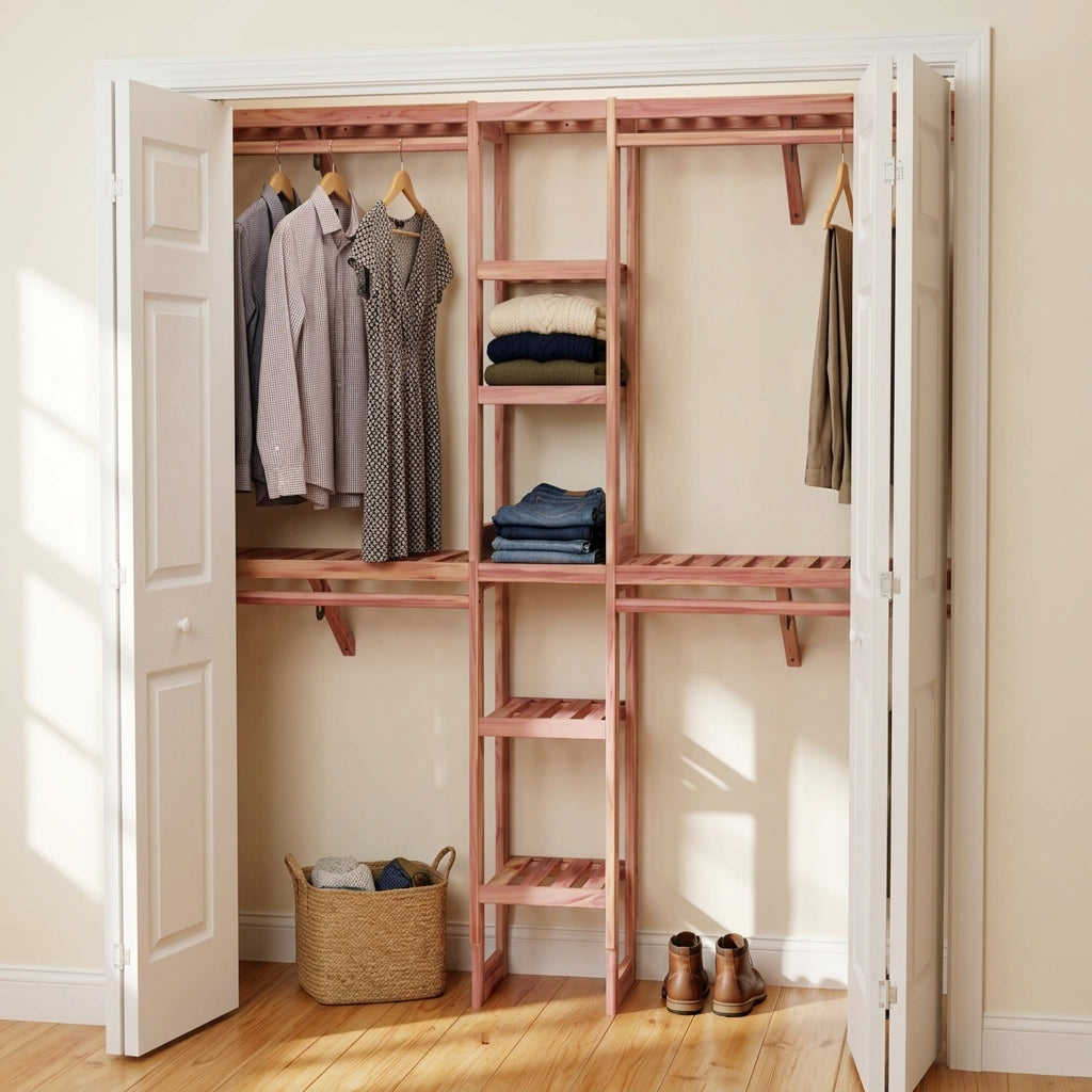 Open Cedar Closet Wall Kit, Fits 5-10 Ft Wide Closets, 14.5 Inch Depth