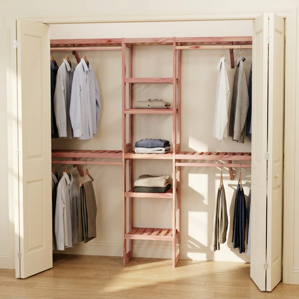 Open Cedar Closet Wall Kit, Fits 5-10 Ft Wide Closets, 14.5 Inch Depth