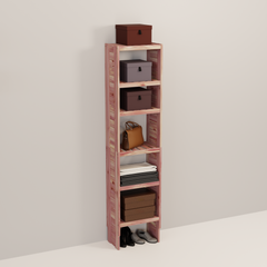 A tall wooden cedar cubby kit with multiple shelves, designed for closet organization.