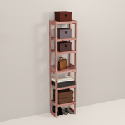 A tall wooden cedar cubby kit with multiple shelves, designed for closet organization.