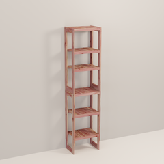 A tall wooden cedar cubby kit with multiple shelves, designed for closet organization.