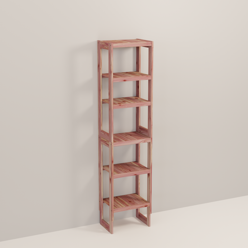 A tall wooden cedar cubby kit with multiple shelves, designed for closet organization.