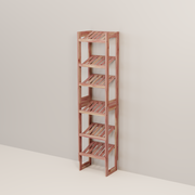 A free-standing aromatic red cedar shoe cubby with multiple vented shelves, flat-packed and ready for assembly.
