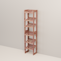A free-standing aromatic red cedar shoe cubby with multiple vented shelves, flat-packed and ready for assembly.