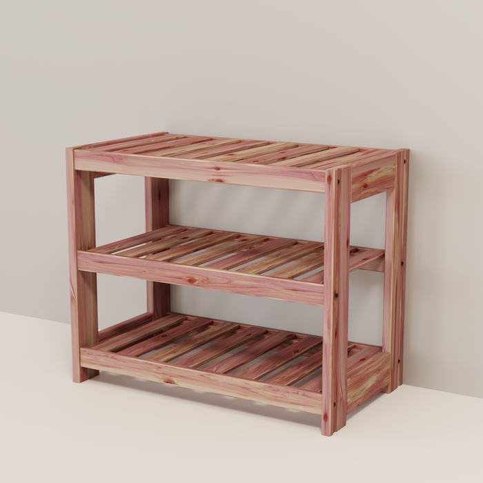 Wooden shelf with three shelves