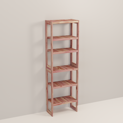 A tall wooden cedar cubby kit with multiple shelves, designed for closet organization.