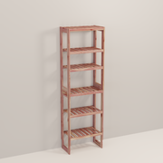 A tall wooden cedar cubby kit with multiple shelves, designed for closet organization.