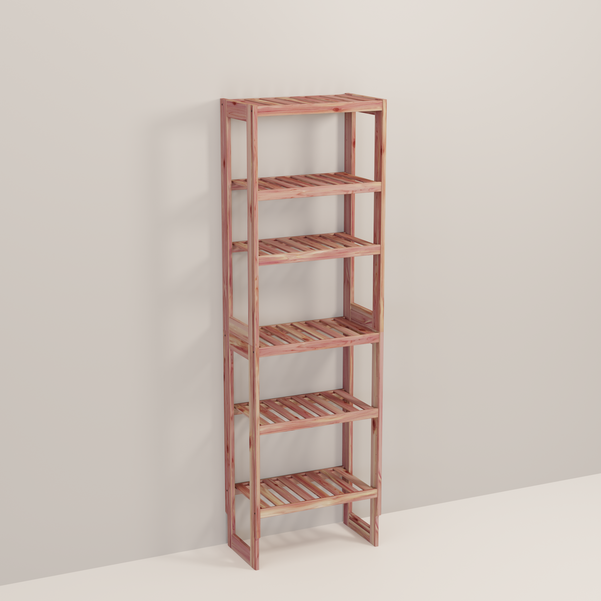 A tall wooden cedar cubby kit with multiple shelves, designed for closet organization.