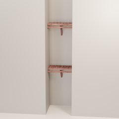 Organized closet featuring a double hanging kit with red cedar shelves, hanging rods, and J-hooks.
