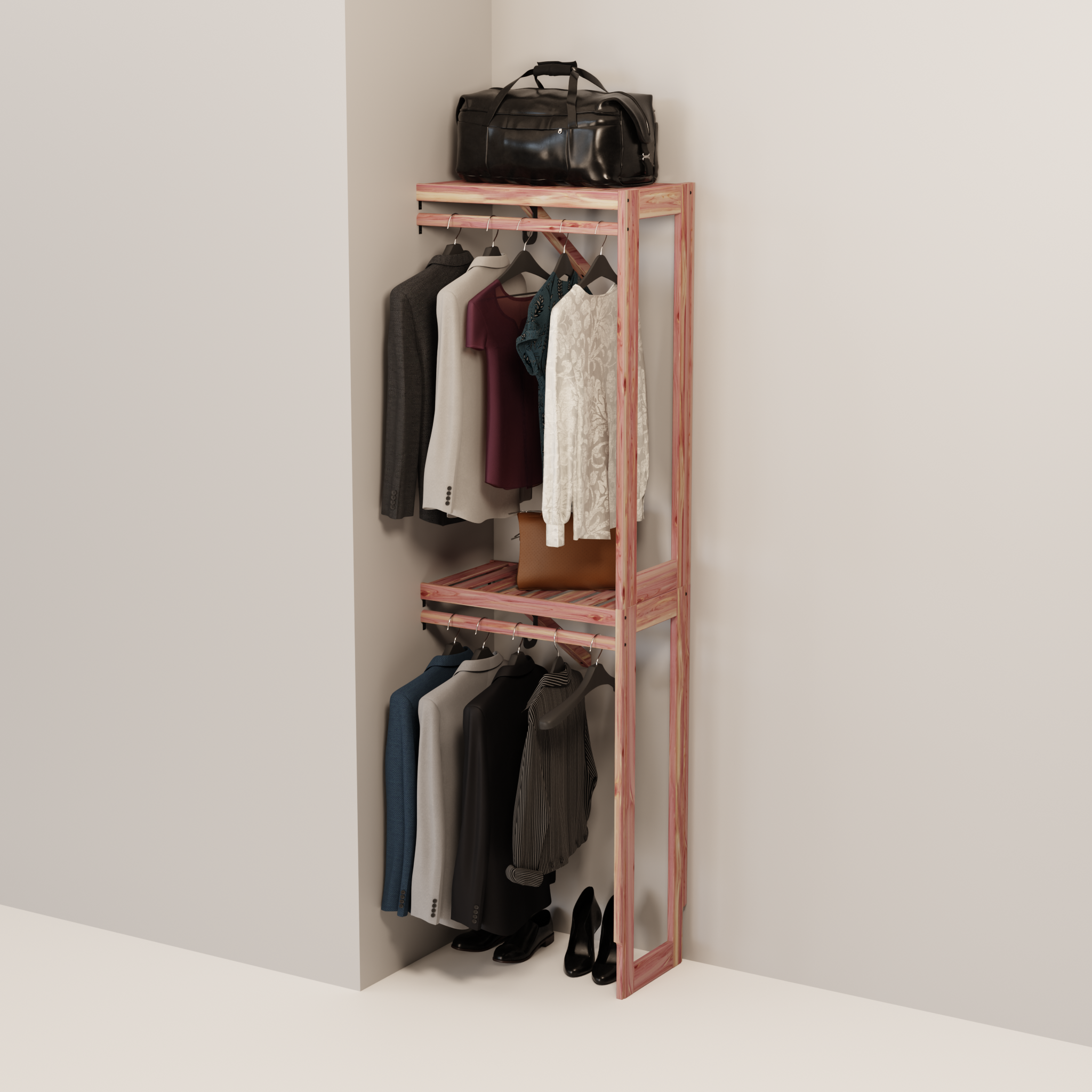 Aromatic Red Cedar Closet Hanging Kit, 24-60 Inch, 14.5 Inch Deep