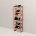A free-standing aromatic red cedar shoe cubby with multiple vented shelves, flat-packed and ready for assembly.