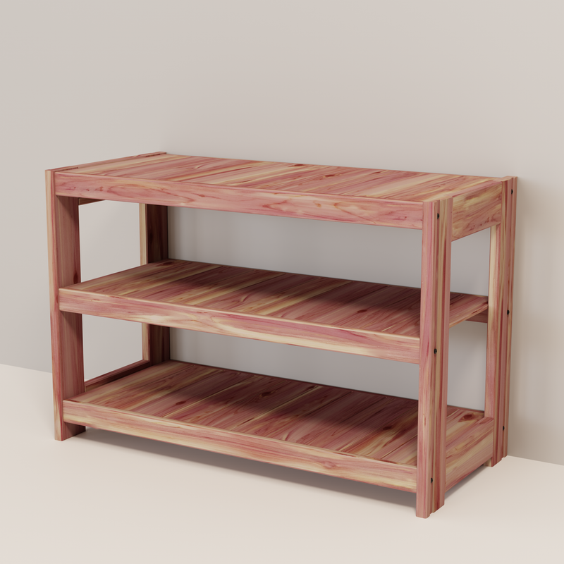 Wooden shelf with three shelves
