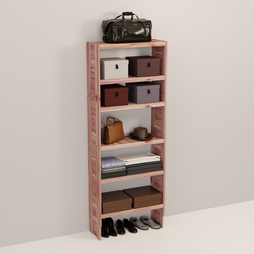 A tall wooden cedar cubby kit with multiple shelves, designed for closet organization.