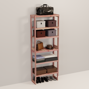 A tall wooden cedar cubby kit with multiple solid shelves, designed for closet organization.