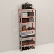 A tall wooden cedar cubby kit with multiple shelves, designed for closet organization.