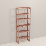 A tall wooden cedar cubby kit with multiple shelves, designed for closet organization.
