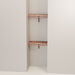 Organized closet featuring a double hanging kit with red cedar shelves, hanging rods, and J-hooks.