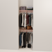 Organized closet featuring a double hanging kit with red cedar shelves, hanging rods, and J-hooks.