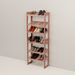 A free-standing aromatic red cedar shoe cubby with multiple vented shelves, flat-packed and ready for assembly.