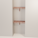 Organized closet featuring a double hanging kit with red cedar shelves, hanging rods, and J-hooks.