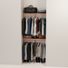 Organized closet featuring a double hanging kit with red cedar shelves, hanging rods, and J-hooks.