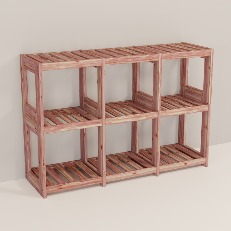 An aromatic cedar 3x2 cube system 