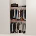 Organized closet featuring a double hanging kit with red cedar shelves, hanging rods, and J-hooks.