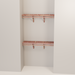 Organized closet featuring a double hanging kit with red cedar shelves, hanging rods, and J-hooks.