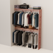 Organized closet featuring a double hanging kit with red cedar shelves, hanging rods, and J-hooks.